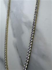 10K PLATED STERLING SILVER TENNIS CHAIN W/ LAB GROWN DIAMONDS 44.9G
